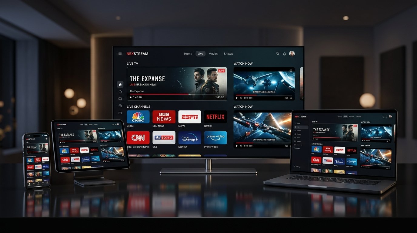 Zestaw urzadzen Smart TV, tablet, smartfon z aplikacja IPTV Polska